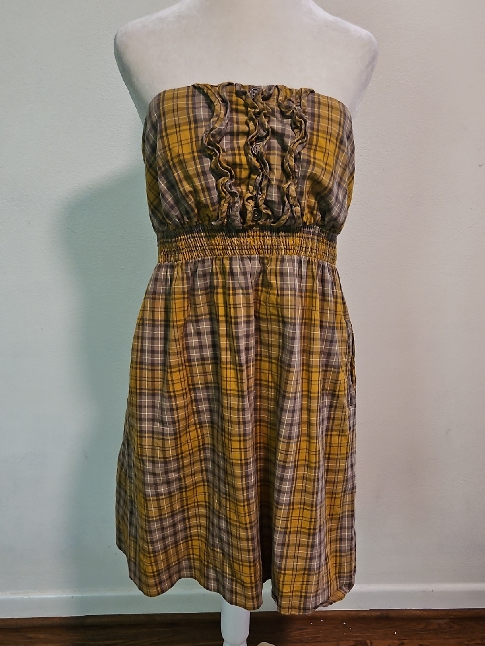 Maeve By Anthropologie Sleeveless Summer Dress Small With Pockets Y2K PLAID